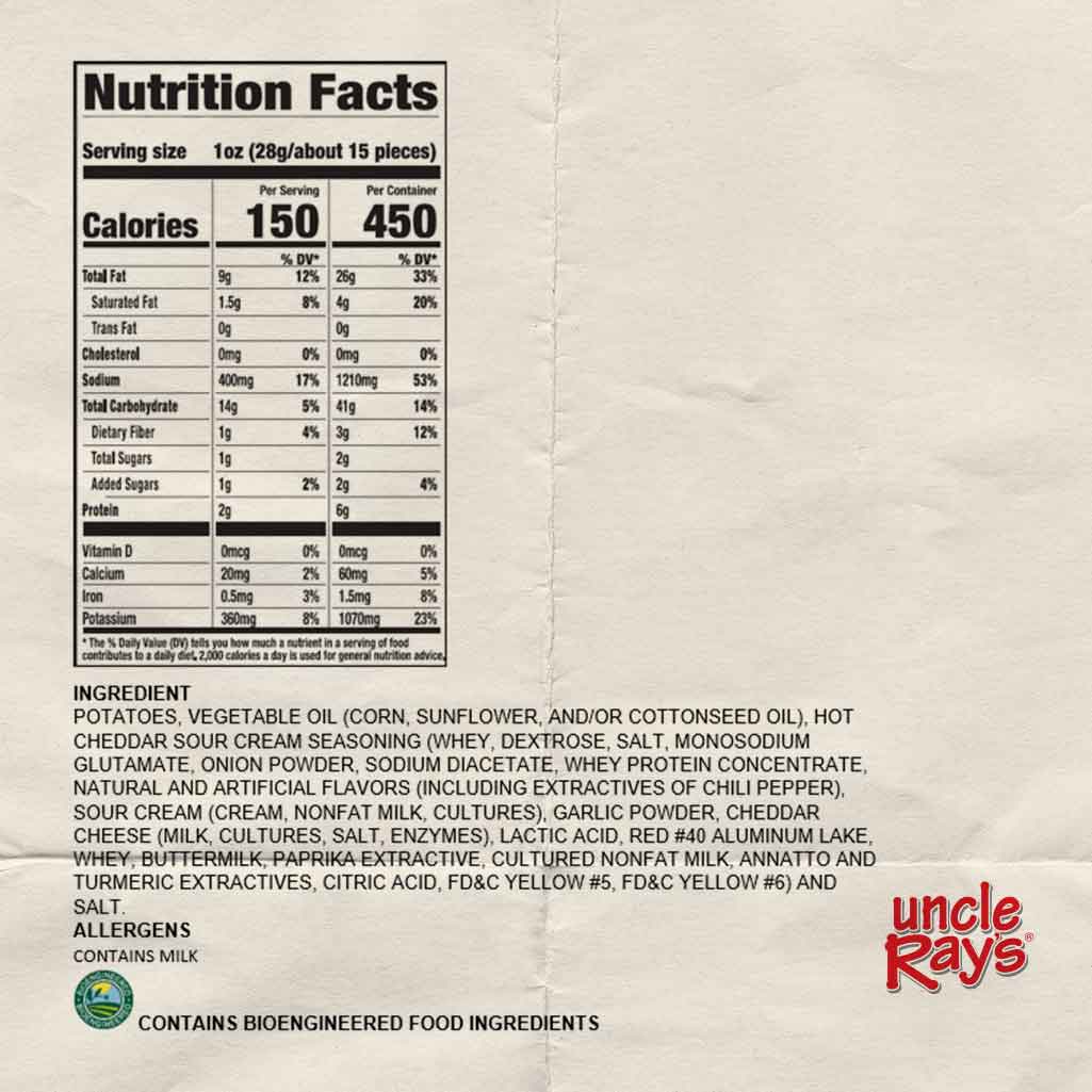Uncle Ray’s 5 Alarm Cheddar Sour Cream Chips