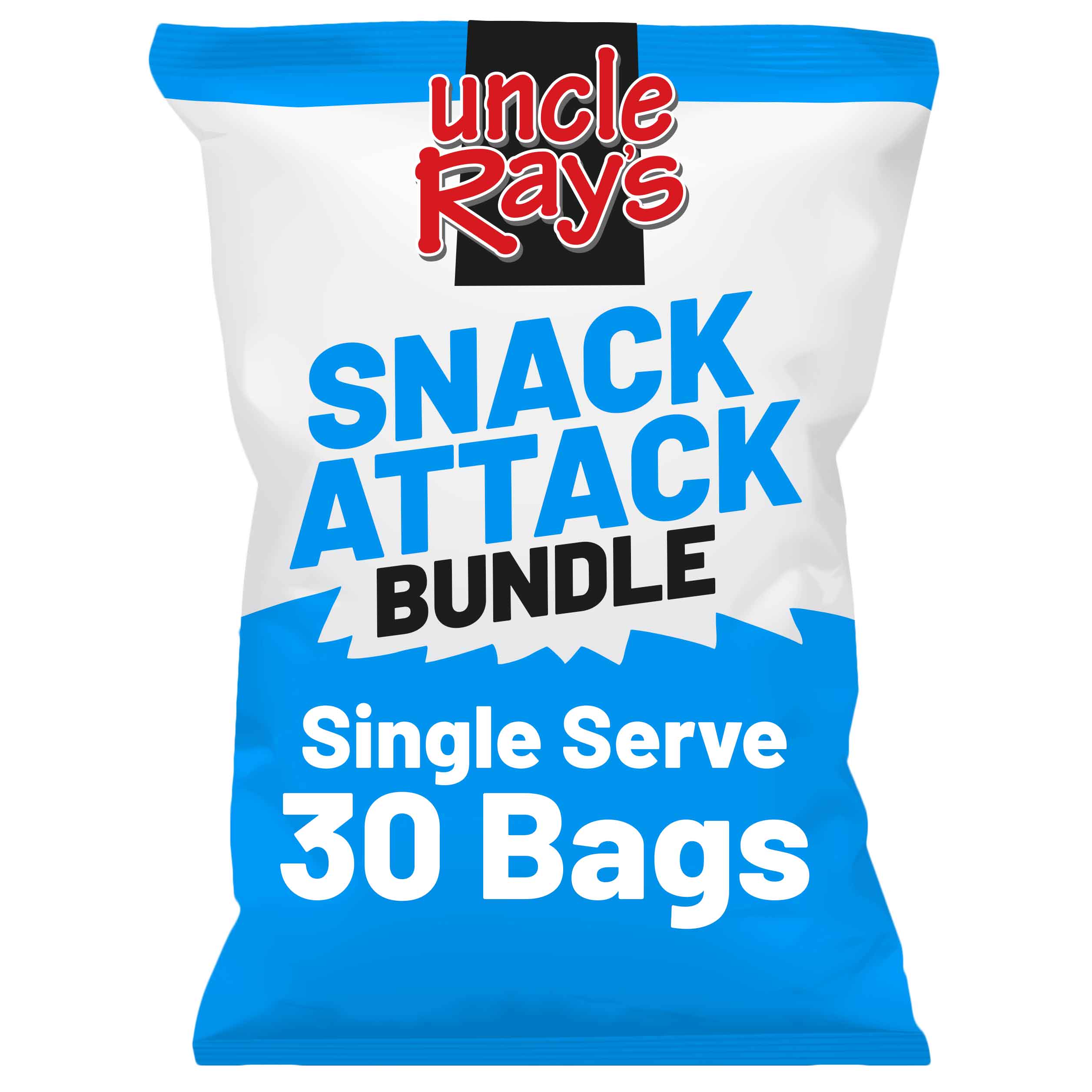 Uncle Ray's Snack Attack Bundle packaging with blue and white design.
