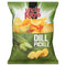 Bag of Uncle Ray's Dill Pickle flavored potato chips on a white background